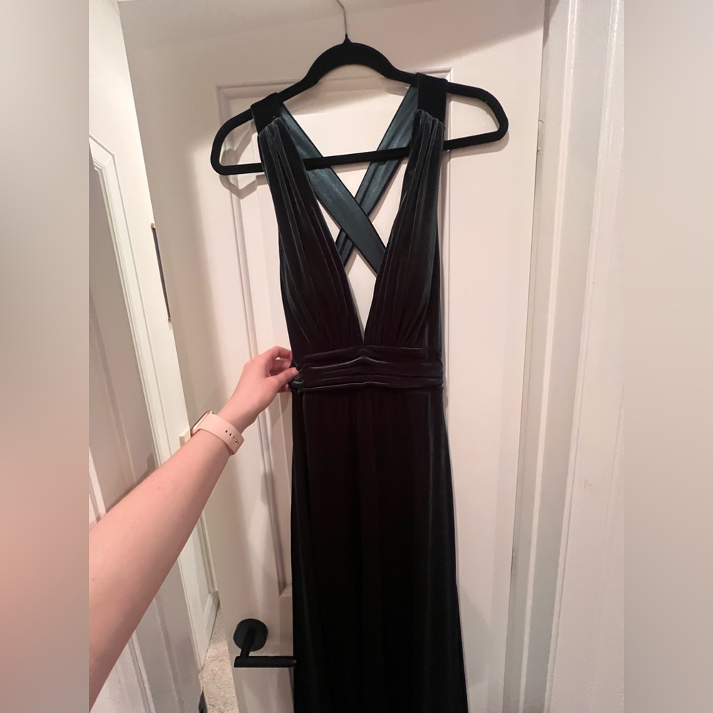 Revelry Deep Green Velvet Gown - Picture 2 of 5